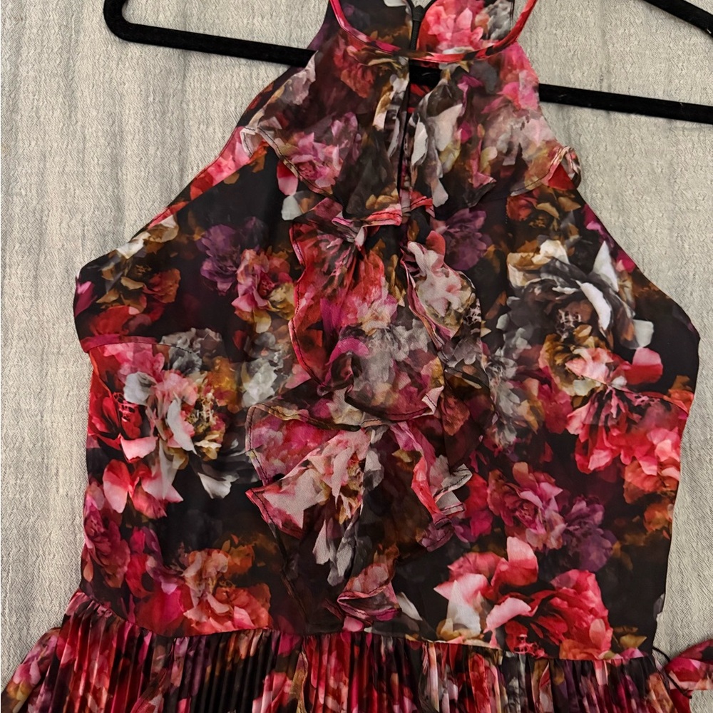 Parker Floral Dress / Evening Gown - Red and Black